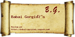 Babai Gorgiás névjegykártya